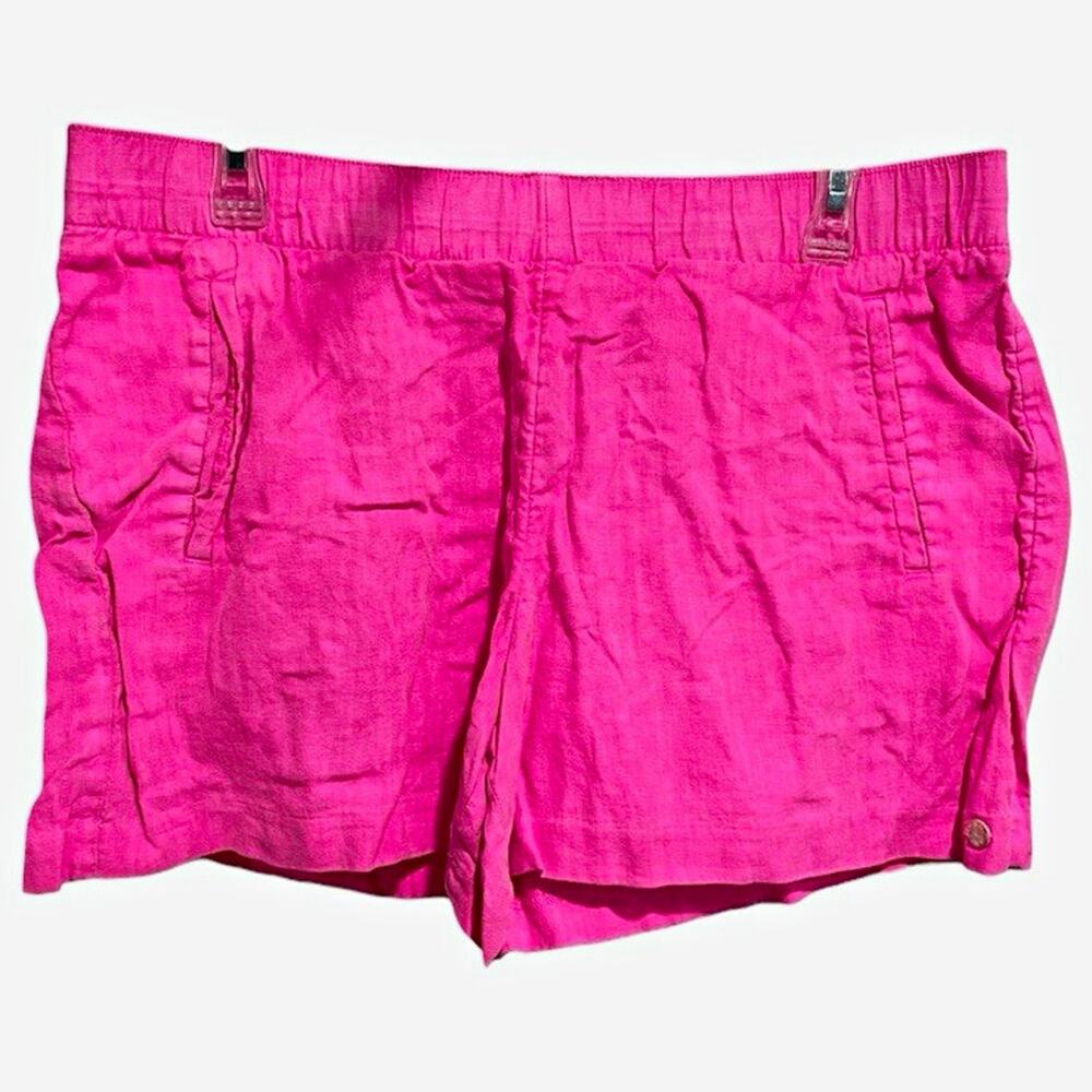 Lilly Pulitzer Womens Resort Lilo Linen Chino Shorts Large Pink Pull On Pockets